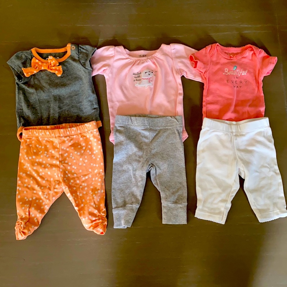 Circo / Carter’s Lot of 3 Newborn Girls Outfits